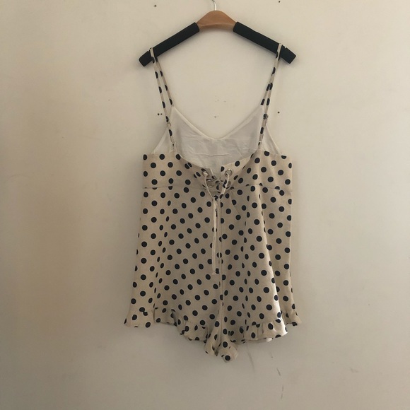 [into] Black polka dot oatmeal Cute ruffles Cotton Romper - Picture 4 of 10